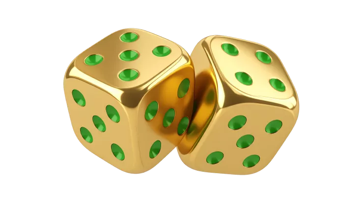 زوج من أحجار النرد WinWin الذهبية بنقاط خضراء للفوز